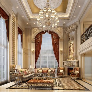 美式别墅客厅装修效果图设计 营造经典与现代的优雅空间