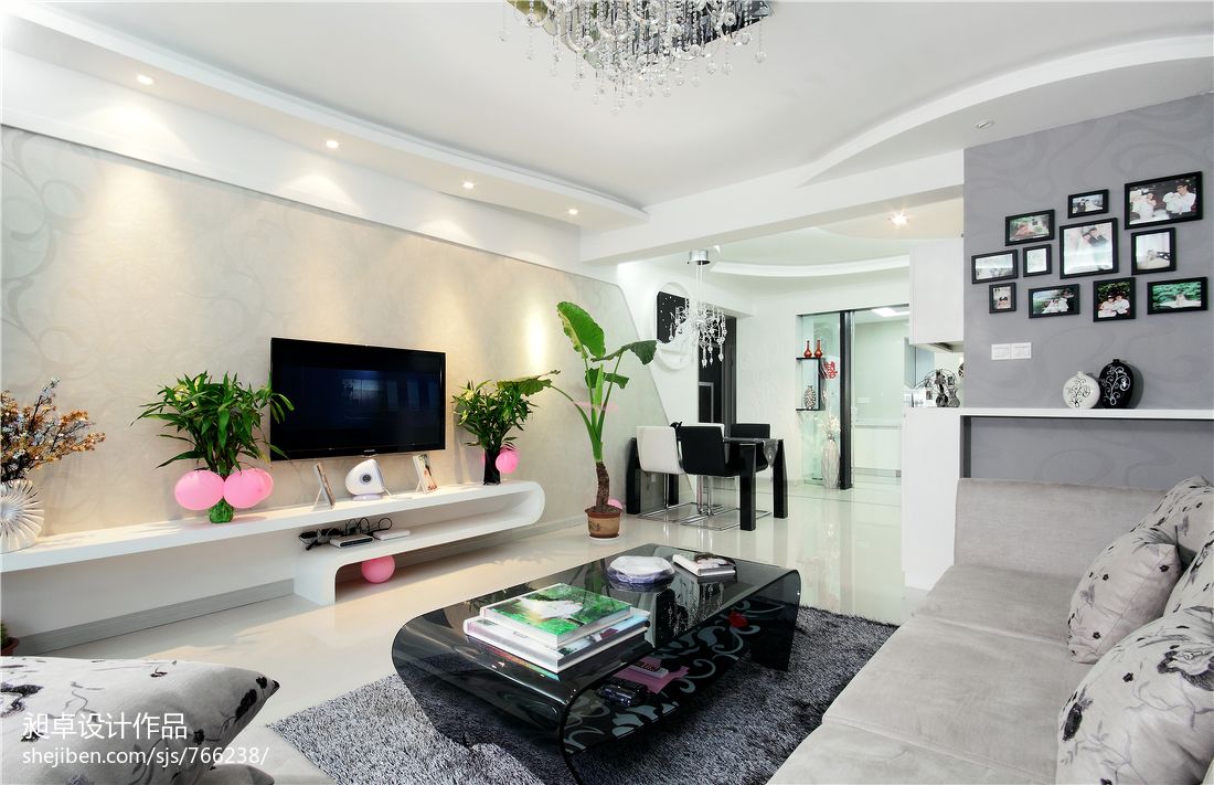 现代风客厅吧台隔断设计 融合美学与功能的通透艺术